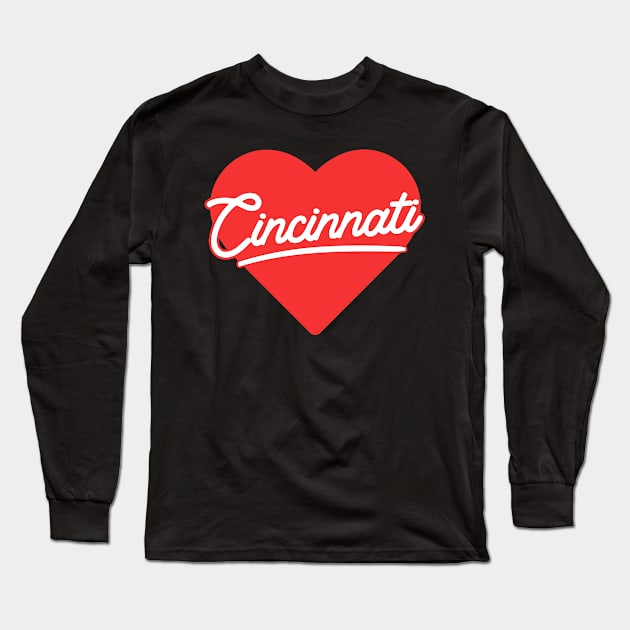 Cincinnati On Heart \\ Retro Vintage Design Long Sleeve T-Shirt by KianOlsen Art